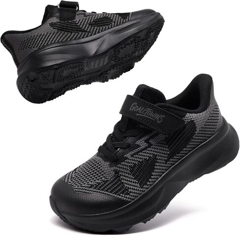 Little/Big Kids Wide Toe Box Shoes Breathable Running Sneakers with Hook and Loop & Elastic Laces, Boys and Girls Non-Slip Wide Toe Box Sneakers for Tennis Walking in Kuwait
