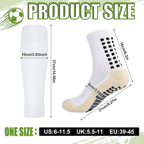 Booson 6 Set Grip Soccer Socks with Shin Guard Sleeves Black White Non Slip Soccer Socks for Football Basketball Men Women in Saudi Arabia