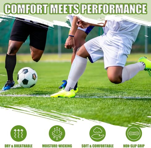 Booson 6 Set Grip Soccer Socks with Shin Guard Sleeves Black White Non Slip Soccer Socks for Football Basketball Men Women in Saudi Arabia