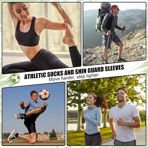 Booson 6 Set Grip Soccer Socks with Shin Guard Sleeves Black White Non Slip Soccer Socks for Football Basketball Men Women in Saudi Arabia