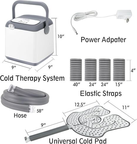 NEHOO Cold Therapy System, Pain Relief for Post-Surgery Recovery, Programmable Ice Therapy Machine, Continuous Cryotherapy, Universal Pad for Knee, Ankle, Cervical, Back and Leg, Including 4 Straps in Saudi Arabia