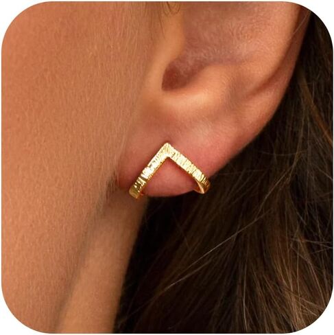 Gold Earrings for Women Trendy 14K Gold/Silver Plated Stud Earrings Sterling Silver Post Minimalist Simple Dainty Stud Earring Hypoallergenic Earring for Women Jewelry Gifts in Kuwait