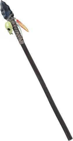 Indian Stone Spear Prop,Plastic Native American Costume with Skull Feather Voodoo Accessory,Halloween Cosplay Party Brown in Saudi Arabia