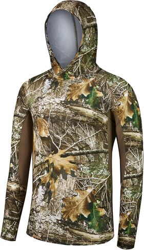 Men's UPF 50+ Camo Tactical Shirt 4-Way Stretch Breathable Long Sleeve Hunting Fishing Hoodie with Thumbholes in Kuwait