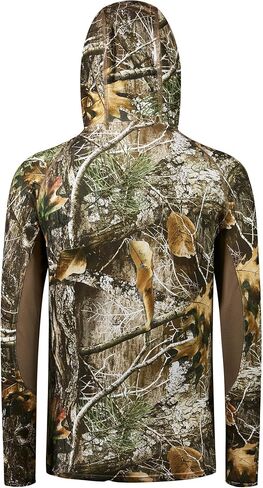 Men's UPF 50+ Camo Tactical Shirt 4-Way Stretch Breathable Long Sleeve Hunting Fishing Hoodie with Thumbholes in Kuwait