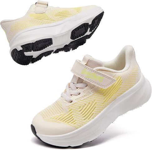 Little/Big Kids Wide Toe Box Shoes Breathable Running Sneakers with Hook and Loop & Elastic Laces, Boys and Girls Non-Slip Wide Toe Box Sneakers for Tennis Walking in Kuwait