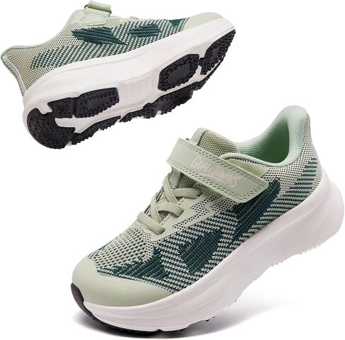 Little/Big Kids Wide Toe Box Shoes Breathable Running Sneakers with Hook and Loop & Elastic Laces, Boys and Girls Non-Slip Wide Toe Box Sneakers for Tennis Walking in Kuwait