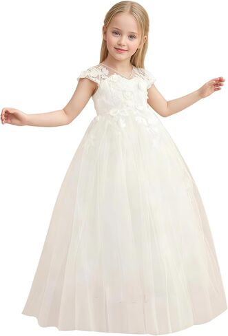 Flower Girls Dresses for Wedding Applique Lace First Communion Dresses Tutu Pageant Party Ball Gowns in Saudi Arabia