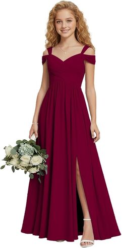Off Shoulder Junior Bridesmaid Dresses for Wedding Chiffon Flower Girl Dress Teen Girls Wedding Guest Party Gown in Saudi Arabia