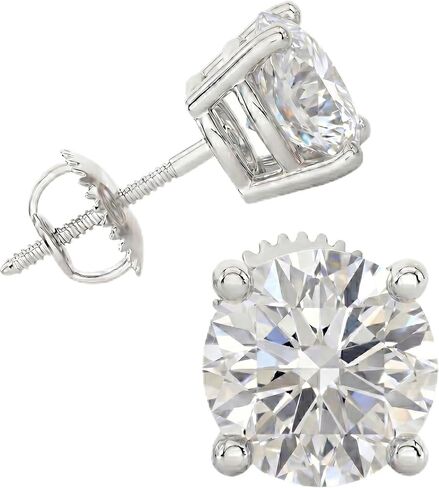 PRIVOSA — IGI Certified Lab Grown Diamond Stud Earrings for Women - 14K Gold 4 Prong Basket Set - Screw Back Post - D-E VVS2-VS1 Round Studs in Saudi Arabia
