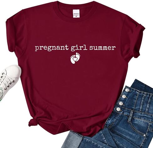 Pregnant Girl Summer Shirt Pregnancy Announcement T-Shirt Expecting Mom Shirts in Kuwait