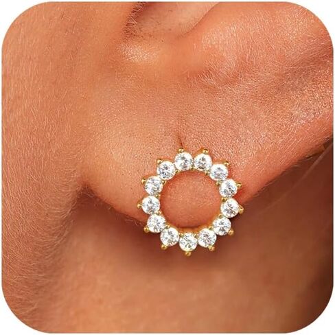 Gold Earrings for Women Trendy 14K Gold/Silver Plated Stud Earrings Sterling Silver Post Minimalist Simple Dainty Stud Earring Hypoallergenic Earring for Women Jewelry Gifts in Saudi Arabia