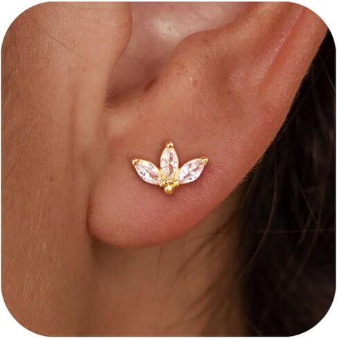 Gold Earrings for Women Trendy 14K Gold/Silver Plated Stud Earrings Sterling Silver Post Minimalist Simple Dainty Stud Earring Hypoallergenic Earring for Women Jewelry Gifts in Kuwait