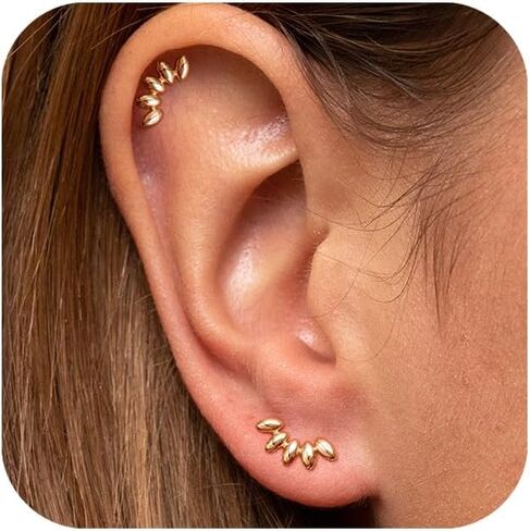 Gold Earrings for Women Trendy 14K Gold/Silver Plated Stud Earrings Sterling Silver Post Minimalist Simple Dainty Stud Earring Hypoallergenic Earring for Women Jewelry Gifts in Kuwait