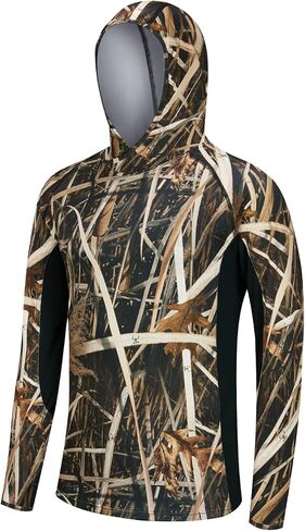 Men's UPF 50+ Camo Tactical Shirt 4-Way Stretch Breathable Long Sleeve Hunting Fishing Hoodie with Thumbholes in Kuwait