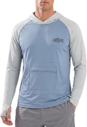 Riverruns Men's Ice-Cool Silky Sun Protection Hoodie UPF 50+ Fishing Shirts, Long Sleeve Quick Dry UV Rash Guard in Saudi Arabia
