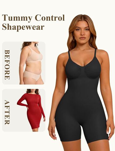 JEKAOYI Women's Shapewear Bodysuit Mid Thigh Tummy Control Butt Lifter Sculpt Body Shaper with Adjustable Straps in Kuwait
