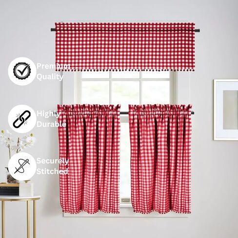 Curtains 84 inch Length 2 Panels Set - Farmhouse Style Easy to Install Window Treatment Set - Long Drapes for Bedroom Living Room Darkening Curtain Rod Pocket - 2 Panels W40 x L84 Red in Kuwait