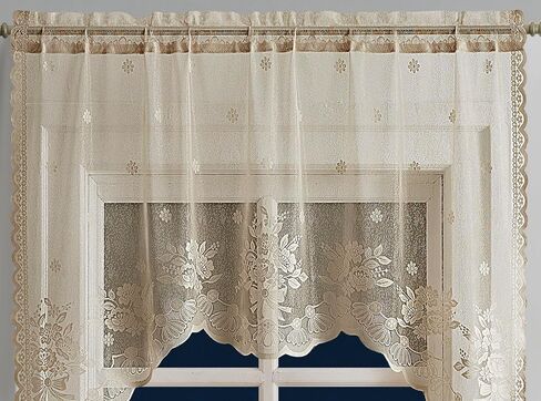 Warm Home Designs 3 Piece Gold Linen Kitchen Window Curtains Bundle Includes 2 36 Inch Tiers & Swag Valance. Roses Kitchen Curtains Set for Roses Decor. Kir Linen Set in Kuwait