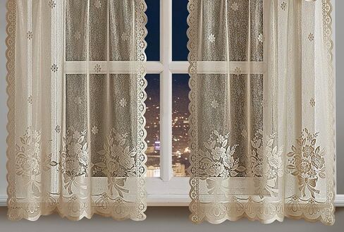 Warm Home Designs 3 Piece Gold Linen Kitchen Window Curtains Bundle Includes 2 36 Inch Tiers & Swag Valance. Roses Kitchen Curtains Set for Roses Decor. Kir Linen Set in Kuwait