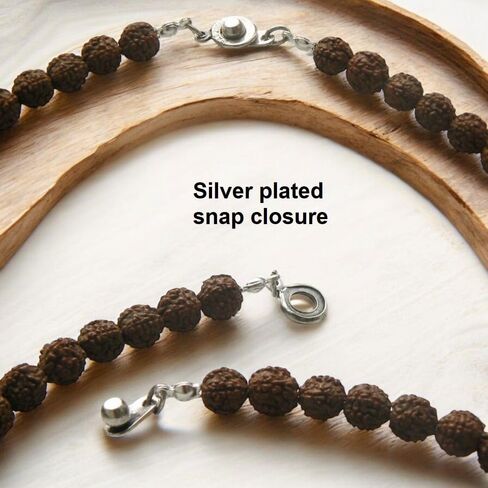 Rudraksha Necklace for Women Adi Shakti, Healing Protection Mala HANDMADE, Real 5 Mukhi Rudraksh Seed Beads Jewelry, Heart Chakra, Rose Quartz Crystals, Hindu Kundalini Yoga, Balances Emotional Health in Kuwait