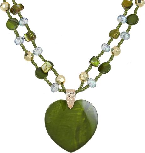 Elisheva Chunky Heart Necklace for Women Colorful Shell Heart Pendant and Beaded Choker Necklace Fashion Statement Chunky Jewelry in Saudi Arabia