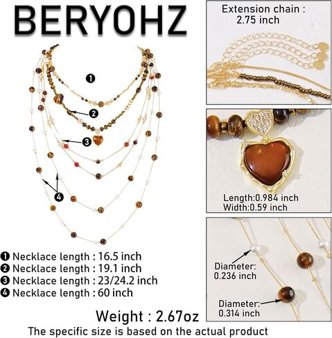 Layered Boho Beaded Choker Necklace for Women with Gold Plated Chains,4 Strand Detachable Statement Jewelry, Resin Pendant for Summer Beach Party Gift in Saudi Arabia