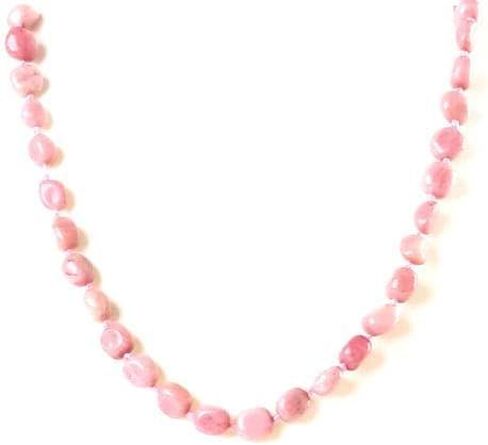 Natural Pink Rhodonite Tumble Gemstone Beads Necklace Unisex Jewelry 22-Inch Uncut Beads Hand Knotted Necklace in Kuwait