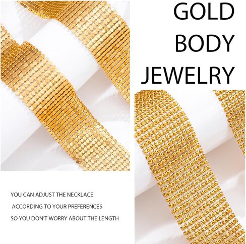 Womens Neck Tie Necklace Gold Tie Gothic Long Necklace Body Jewelry Accessories for Women in Kuwait