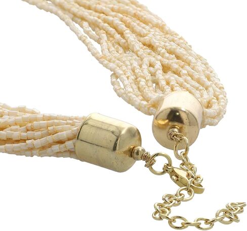 Shop LC Choker Beaded Necklace for Women Jewelry Ivory Glass Seed Fashion Mothers Day Gifts in Kuwait
