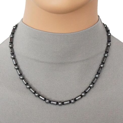 Handmade Unisex Grey Hematite and Black Beaded Necklace – 16, 18, 20 or 24 inch in Saudi Arabia