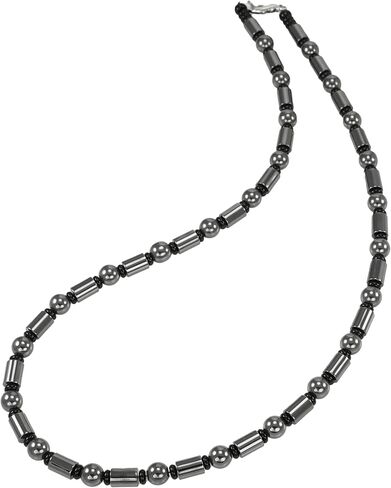Handmade Unisex Grey Hematite and Black Beaded Necklace – 16, 18, 20 or 24 inch in Saudi Arabia