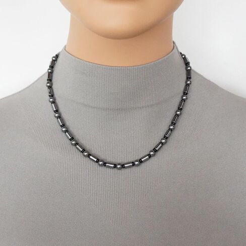 Handmade Unisex Grey Hematite and Black Beaded Necklace – 16, 18, 20 or 24 inch in Saudi Arabia