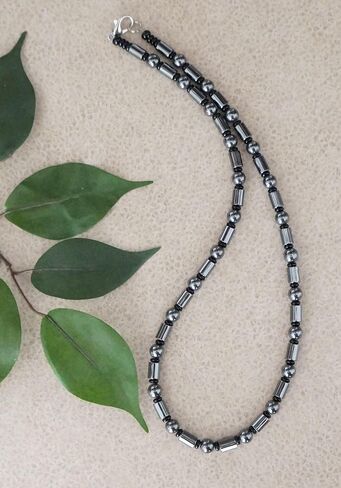 Handmade Unisex Grey Hematite and Black Beaded Necklace – 16, 18, 20 or 24 inch in Saudi Arabia