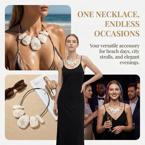 Coiris Chunky Statement Necklace for Women Boho Resin Beaded Collar Necklaces Vintage Geometric Jewelry for Wedding Party Holiday Costume Accessories Gift in Kuwait