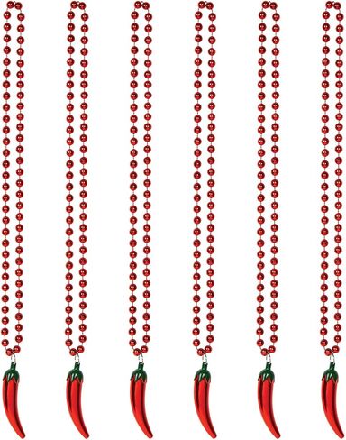Beistle , 6 Piece Beads with Chili Pepper Medallions, 36" (Green/Red) in Kuwait