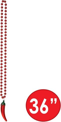 Beistle , 6 Piece Beads with Chili Pepper Medallions, 36" (Green/Red) in Kuwait