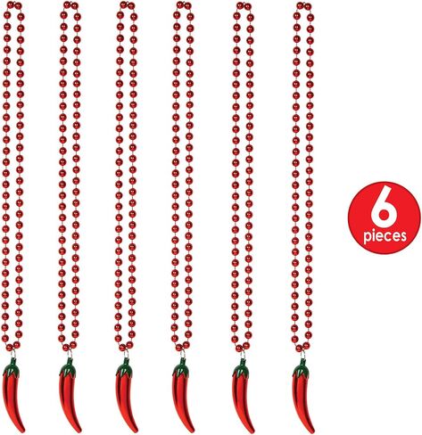 Beistle , 6 Piece Beads with Chili Pepper Medallions, 36" (Green/Red) in Kuwait