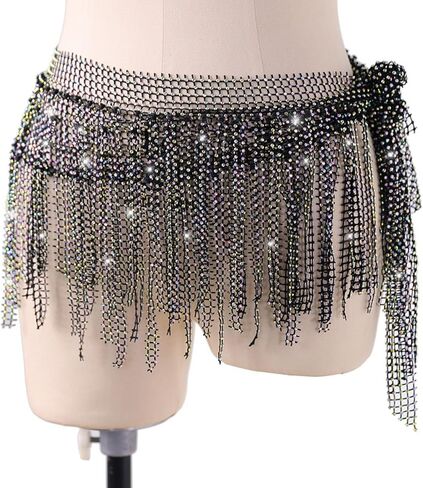 Dance Hip Scarf with Rhinestone Beach Sequin Tassel Mini Hip Scarf Belt Wrap Skirt Latin Dance Skirt Costume in Kuwait