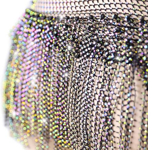 Dance Hip Scarf with Rhinestone Beach Sequin Tassel Mini Hip Scarf Belt Wrap Skirt Latin Dance Skirt Costume in Kuwait