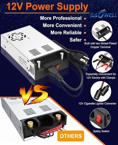 EAGWELL New Version 110V AC to 12V DC Converter 600W Power Supply 50A, Universal SMPS Transformer for RV, Pump, LED Strip, CCTV, Car Stereo,Diesel Heater in Saudi Arabia