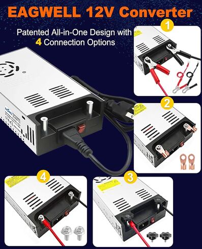 EAGWELL New Version 110V AC to 12V DC Converter 600W Power Supply 50A, Universal SMPS Transformer for RV, Pump, LED Strip, CCTV, Car Stereo,Diesel Heater in Saudi Arabia