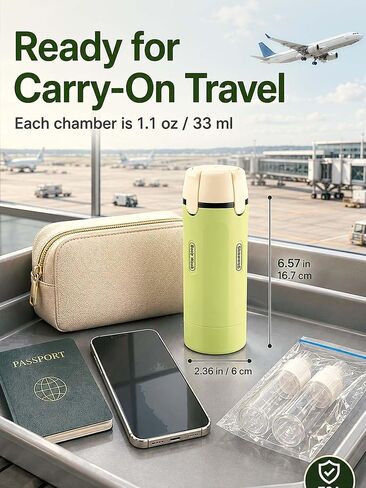 4 in 1 Travel Dispenser Bottle, TSA Approved Leak Proof Refillable Toiletry Containers for Shampoo, Conditioner, Lotion & Skincare – Easy Clean Travel Bottles for Gym, Business in Kuwait