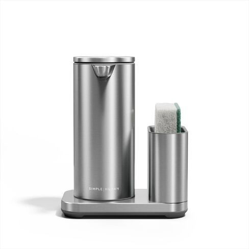 simplehuman Liquid Sensor Pump with Caddy, 9 oz Automatic Soap Dispenser for Kitchen and Bathroom, Touchless Motion Sensor, Variable Dispense, Rechargeable, High-Grade Brushed Stainless Steel in Saudi Arabia