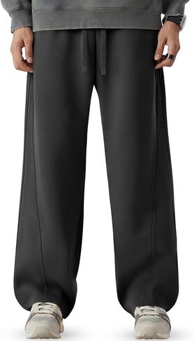 CANGHPGIN Mens Baggy Sweatpants Wide Leg Lounge Drawstring Loose Fit Casual Cotton Straight Sweat Pants with Pockets in Saudi Arabia
