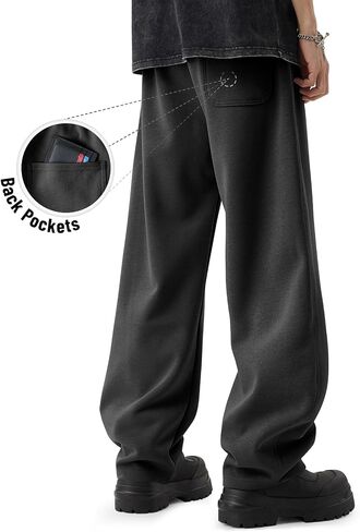 CANGHPGIN Mens Baggy Sweatpants Wide Leg Lounge Drawstring Loose Fit Casual Cotton Straight Sweat Pants with Pockets in Saudi Arabia