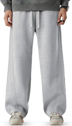 CANGHPGIN Mens Baggy Sweatpants Wide Leg Lounge Drawstring Loose Fit Casual Cotton Straight Sweat Pants with Pockets in Saudi Arabia
