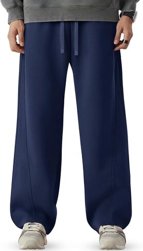 CANGHPGIN Mens Baggy Sweatpants Wide Leg Lounge Drawstring Loose Fit Casual Cotton Straight Sweat Pants with Pockets in Saudi Arabia