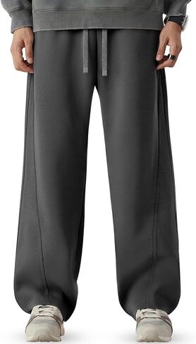 CANGHPGIN Mens Baggy Sweatpants Wide Leg Lounge Drawstring Loose Fit Casual Cotton Straight Sweat Pants with Pockets in Saudi Arabia
