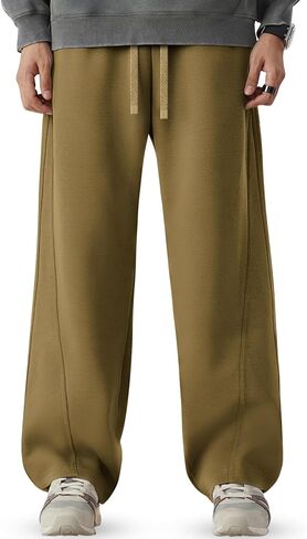 CANGHPGIN Mens Baggy Sweatpants Wide Leg Lounge Drawstring Loose Fit Casual Cotton Straight Sweat Pants with Pockets in Saudi Arabia